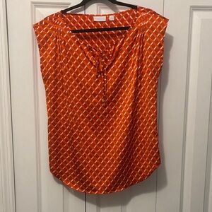 New York & Company Orange Diamond Blouse